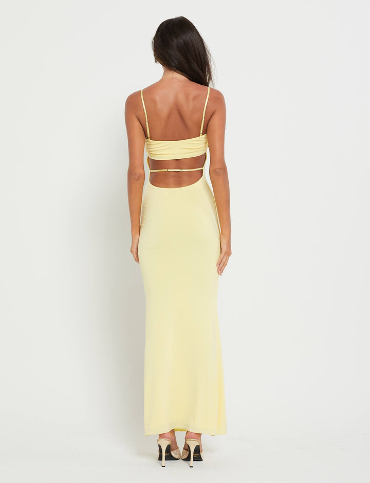 Floor-length Zest Hour bandeau dress, a stunning backless gown for women's evening wear.