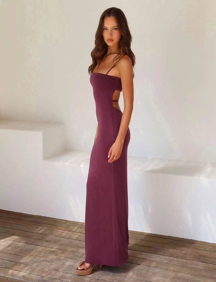 Women's elegant Zest Hour backless bandeau formal gown, ideal for special events and galas.