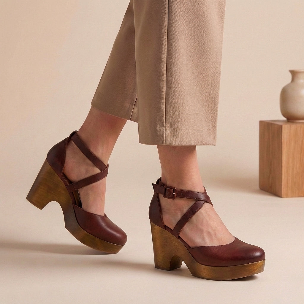 Versatile women's closed-toe ankle strap block heels, offering stylish comfort for any dressy or casual outfit.