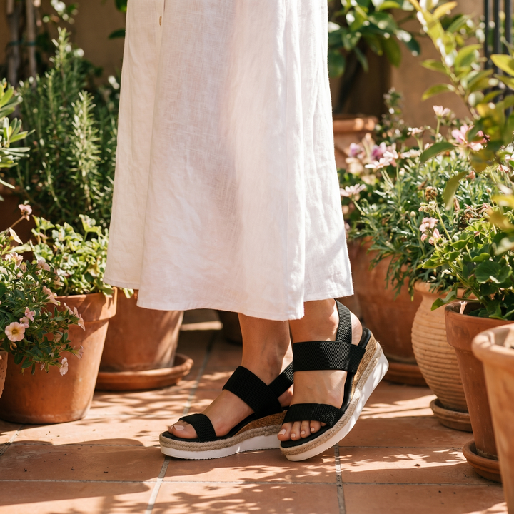 Casual women's wedge sandals, supportive and comfortable with excellent arch support.