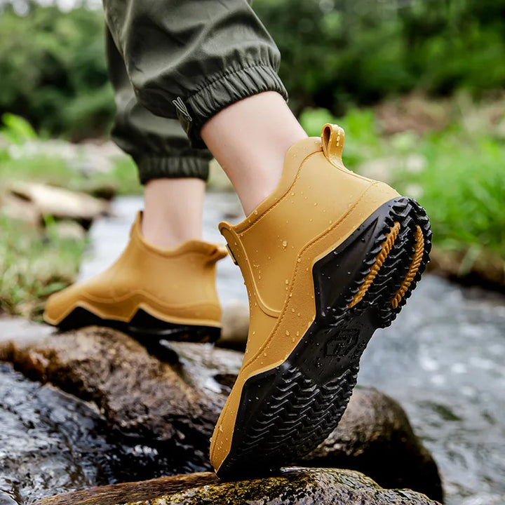 Black casual women's outdoor slip-on waterproof ankle boots for ultimate dry comfort.