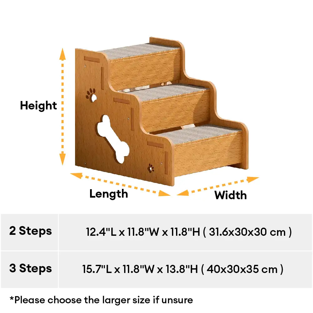 Compact wood non-slip pet stairs, excellent for small breeds and dogs with joint issues.