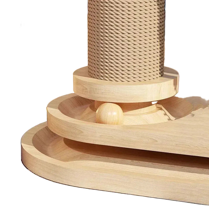 Pet-friendly wooden cat scratching post, robust sisal rope and playful design for felines.