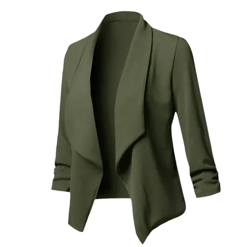 Versatile women's open front blazer. Wrinkle-resistant, comfortable professional business office workwear.
