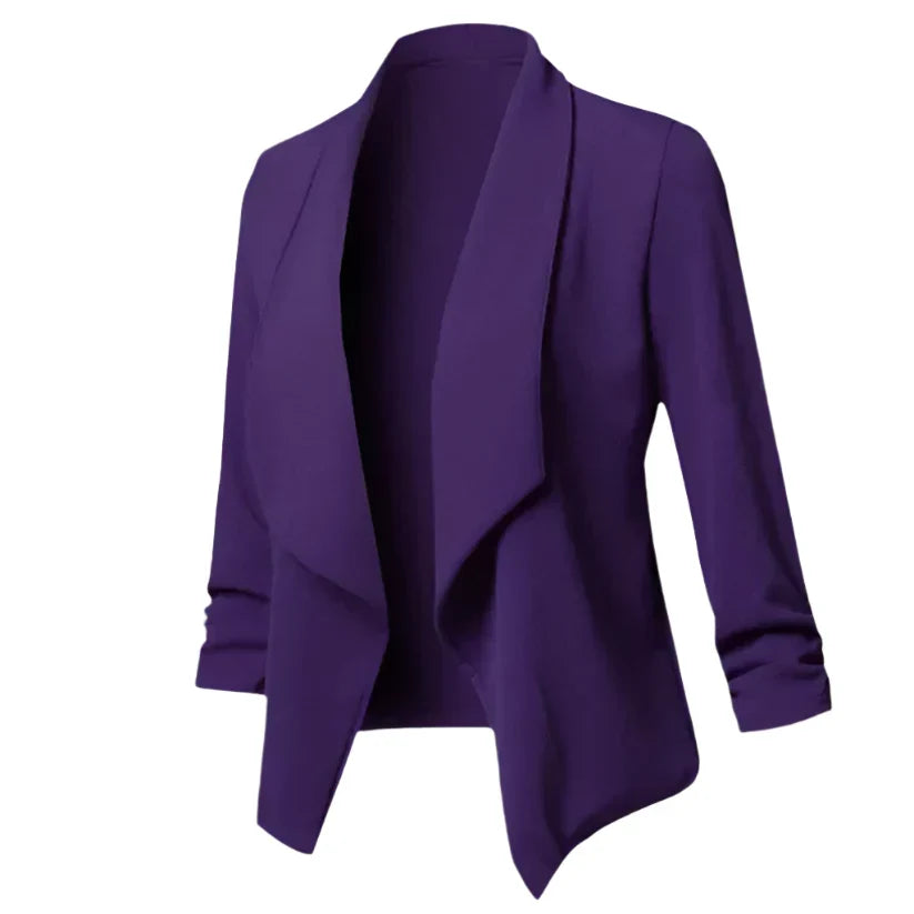 Wrinkle-resistant women's open front blazer. Perfect for professional business office style & layering.