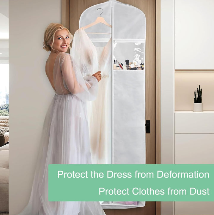 Women's extra large wedding dress storage bag, a travel-ready bridal gown carrier with garment organizer.