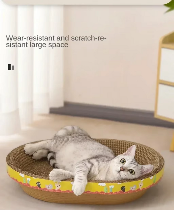 Unisex yellow cat scratching lounge, offering a cozy comfort area for all feline friends