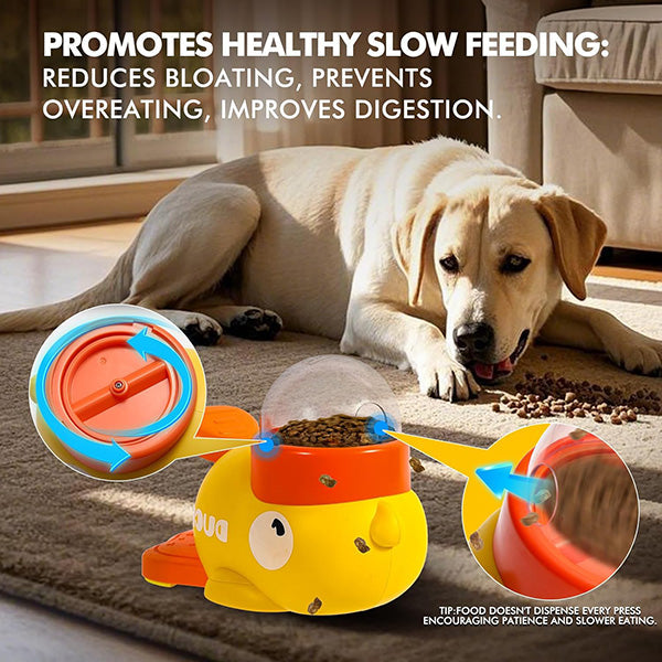 Interactive duck-shaped pet feeder, promotes playful engagement and better digestion for cats.