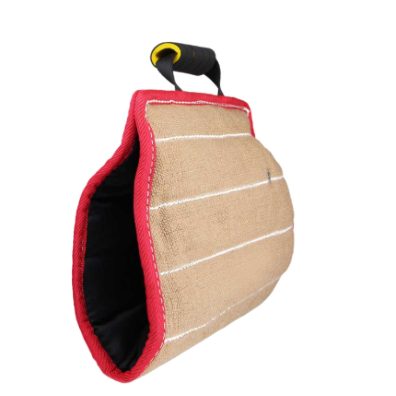 Yellow dog training arm protector, robust protective gear for effective canine education