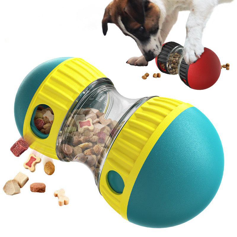 Dog treat dispenser puzzle toy in yellow, promoting slow feeding & interactive play for pets