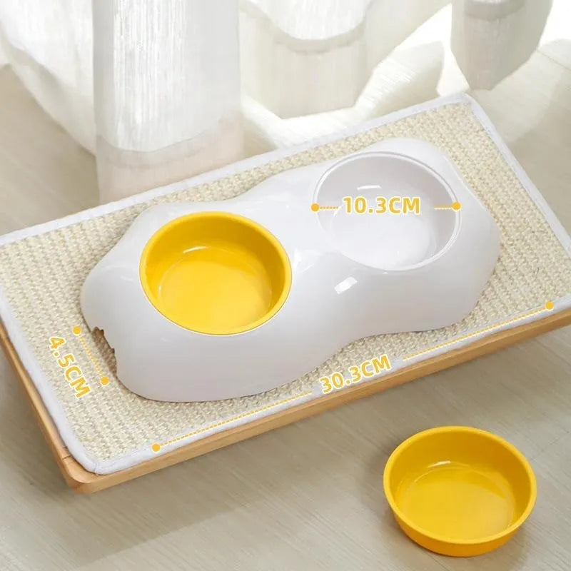 Pet supplies: Non-slip yellow feeding set for dogs & cats, includes food bowl & water bowl