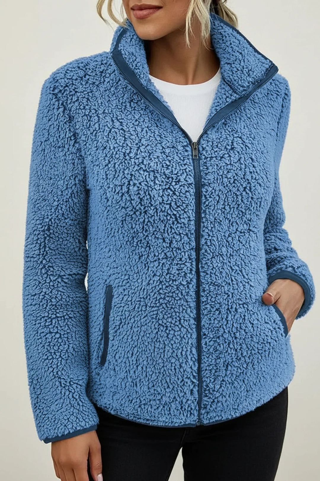 Women's cozy warm winter zip jacket, perfect outerwear for ultimate comfort, casual style, and fall.