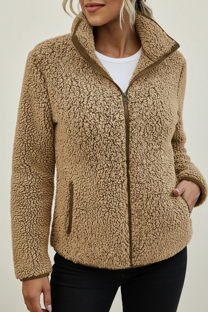 Stylish women's fall/winter outerwear jacket for warmth, comfort, and a casual everyday look.